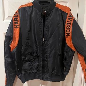 Harley Davidson large nylon jacket with original orange n black logo.
